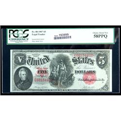 1907, $5 United States Note PCGS Choice About New 58PPQ