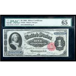 1891, $1 Silver Certificate. PMG Gem Uncirculated 65EPQ