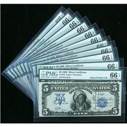 1899, $5 Silver Certificate. Complete Set of 11 Signatu