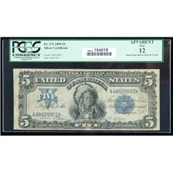 1899, $5 Silver Certificate. PCGS Apparent Fine 12