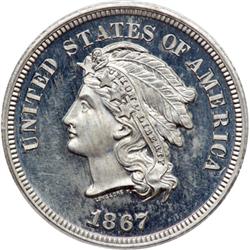 1867 Pattern Five Cents. Judd-562 PCGS PR64CAM