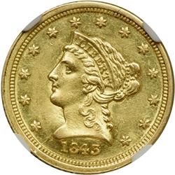 1843-C $2.50 Liberty. Sm Date, Crosslet 4 NGC MS61