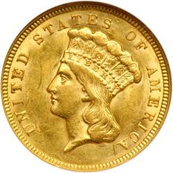 1856 $3 Gold NGC AU55