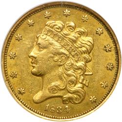 1834 $5 Classic Head. Plain 4 NGC AU58