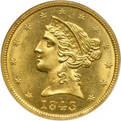 1843 $5 Liberty NGC MS65