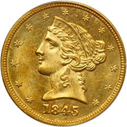 1845 $5 Liberty PCGS MS64