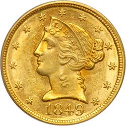 1849 $5 Liberty PCGS MS61