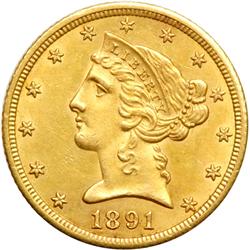 1891-CC $5 Liberty