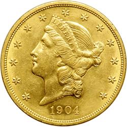 1904 $20 Liberty Sharpness of About Unc