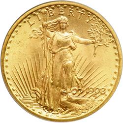 1908 $20 St. Gaudens. No Motto