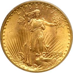 1908 $20 St. Gaudens. No Motto PCGS MS64