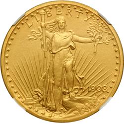 1908 $20 St. Gaudens. Motto NGC Proof 66