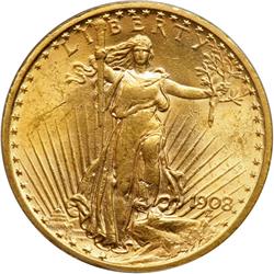 1908 $20 St. Gaudens. Motto