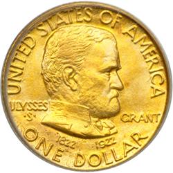 1922 Grant Gold $1, No Star PCGS MS65