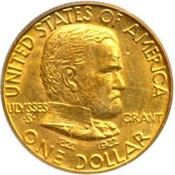1922 Grant Gold $1, No Star