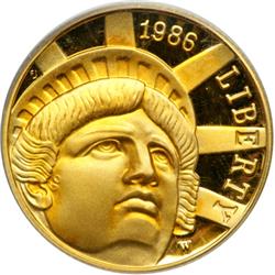 1986-W. Statue of Liberty $5.00 gold