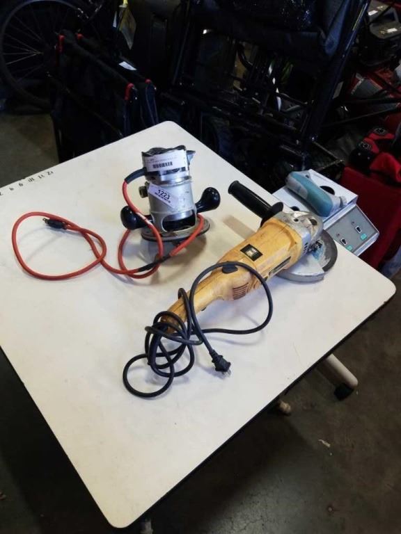 POWER FIST ANGLE GRINDER, BLACK AND DECKER ROUTER BOTH WORKING