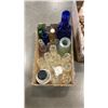 Image 2 : 2 TRAYS OF GLASS BOTTLES AND STONES