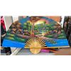 Image 8 : 2 OGI FANS, PARASOL AND 3 ORIENTAL SCROLLS