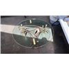 Image 2 : 40 INCH DIAMETER GLASS TOP METAL ART BASE COFFEE TABLE 3/4 INCH THICK