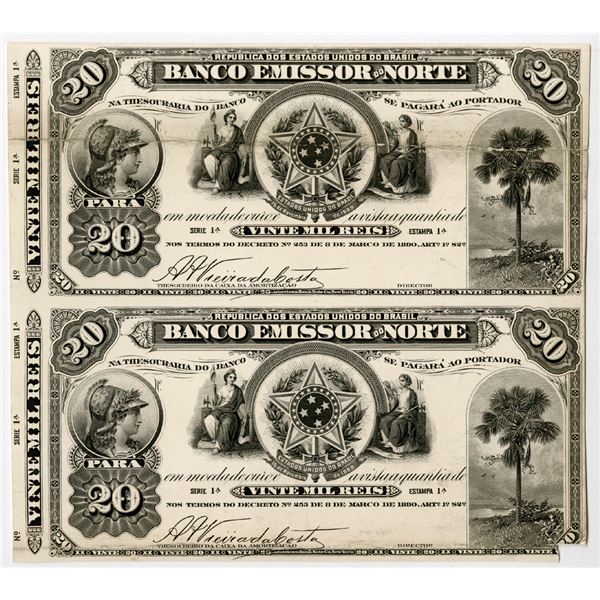 Republica Dos Estados Unidos Do Brasil, Banco Emissor Do Norte, ND (Decree of 1890) Estampa 1A, Uncu