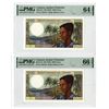 Image 1 : Institut d'Emission, ND (1976)High Grade Issued Sequential 1000 Francs Banknote Pair