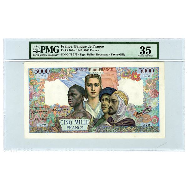 Banque de France, 1942, Issued Banknote