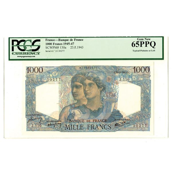 Banque de France, 1945, Issued Banknote