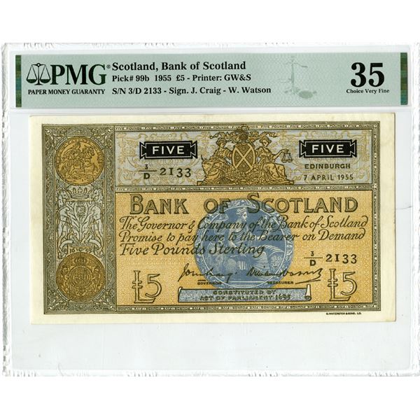 Bank of Scotland. 1955. Issued Banknote