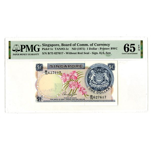 Singapore, Board of Commissioners of Currency, ND (1971) Issued $1 Banknote