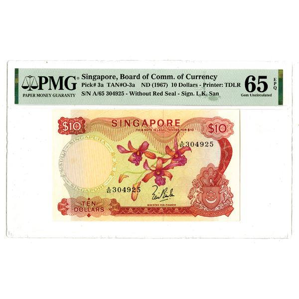 Singapore, Board of Commissioners of Currency, ND (1967) Issued $10 Banknote