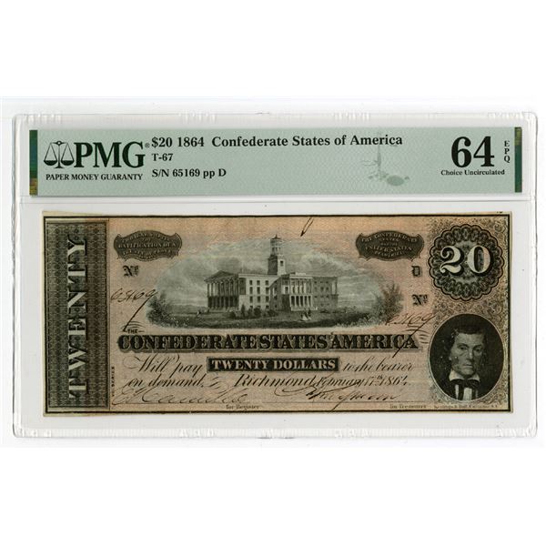 Confederate States of America, 1864 Issued Banknote