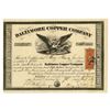 Image 1 : Baltimore Copper Co. 1869. I/U Stock Certificate