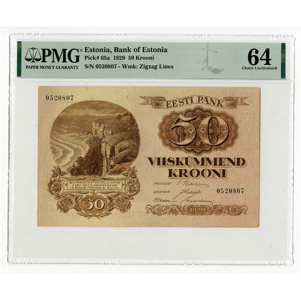 Bank of Estonia, 1929 Issue Banknote