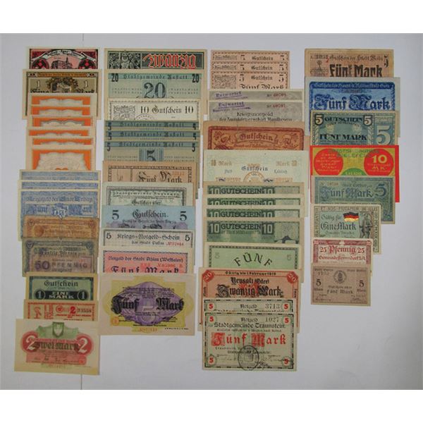Odenwald, Schobull, Rastatt, Bielefeld, Muhlhausen, and Other Locations Assortment of German Notgeld