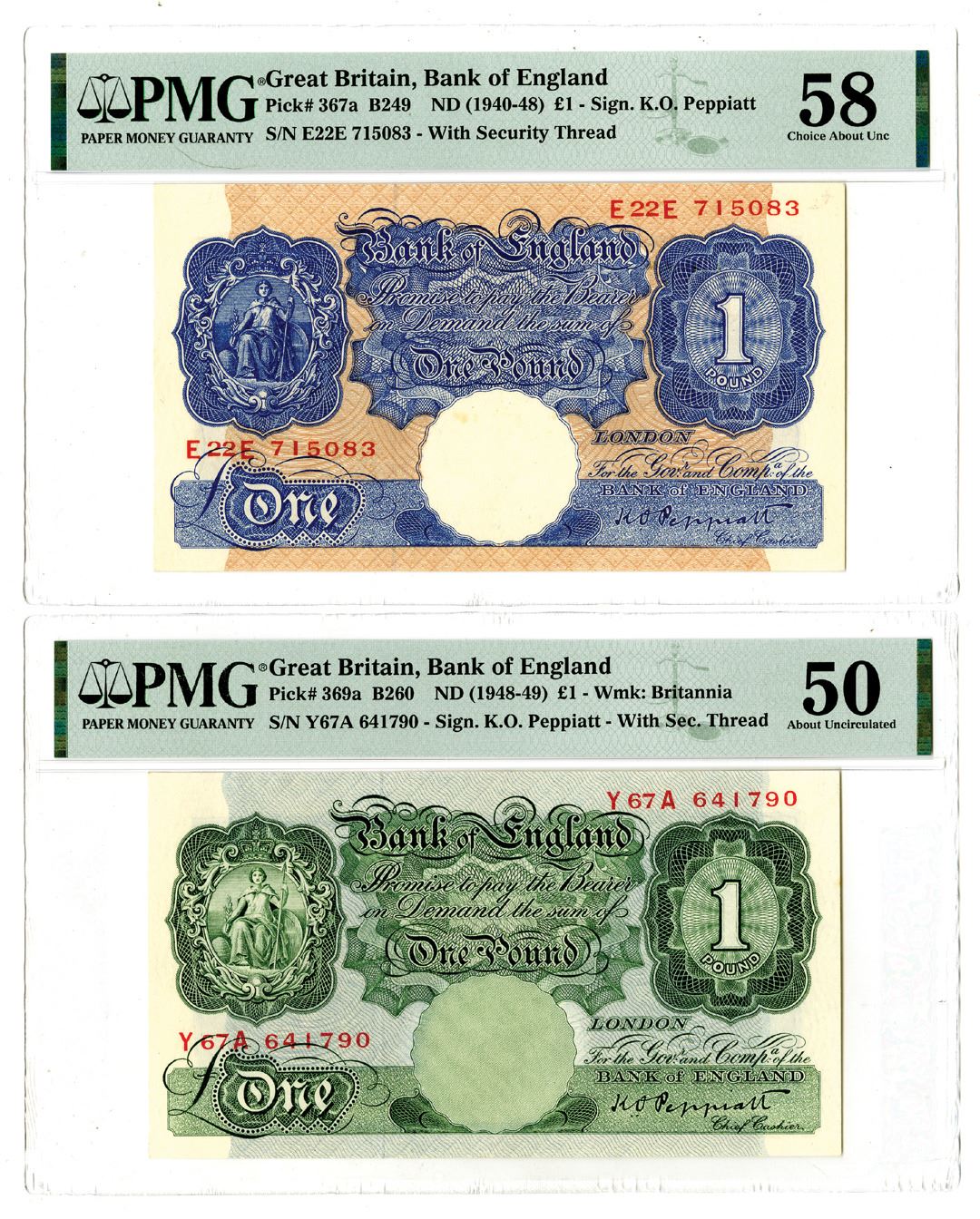 Bank of England, ND (1940-49), Pair of Issued Banknotes