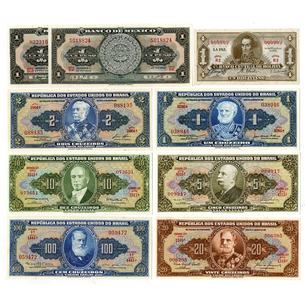 Republic of the United States of Brazil, Bank of Mexico, & Central Bank of Bolivia, ca. 1920-60s Col