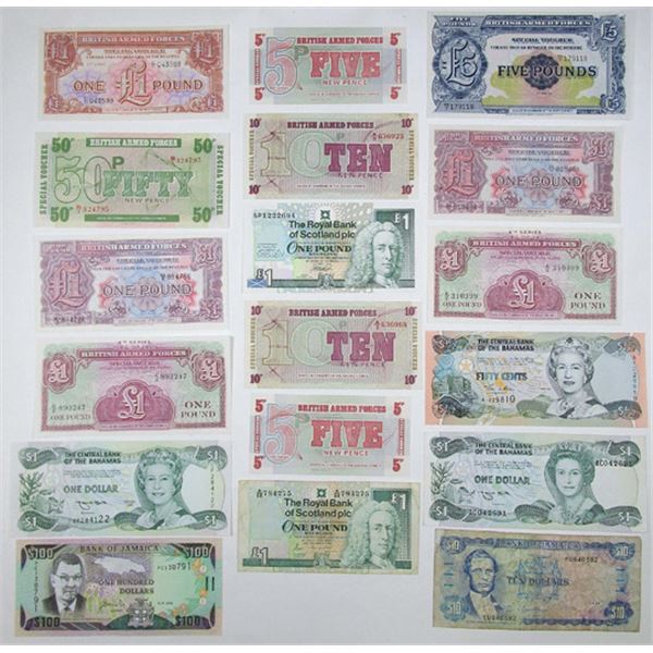 Europe, Africa, Caribbean, South American and Other Locations Banknote Assortment, ca.1940 to 2000.