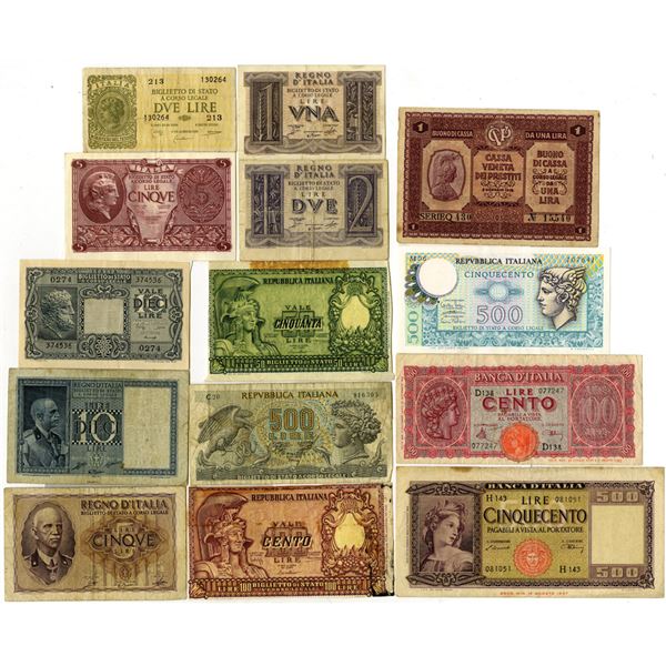 Collection of Issued Italian Banknotes, 1918-1974