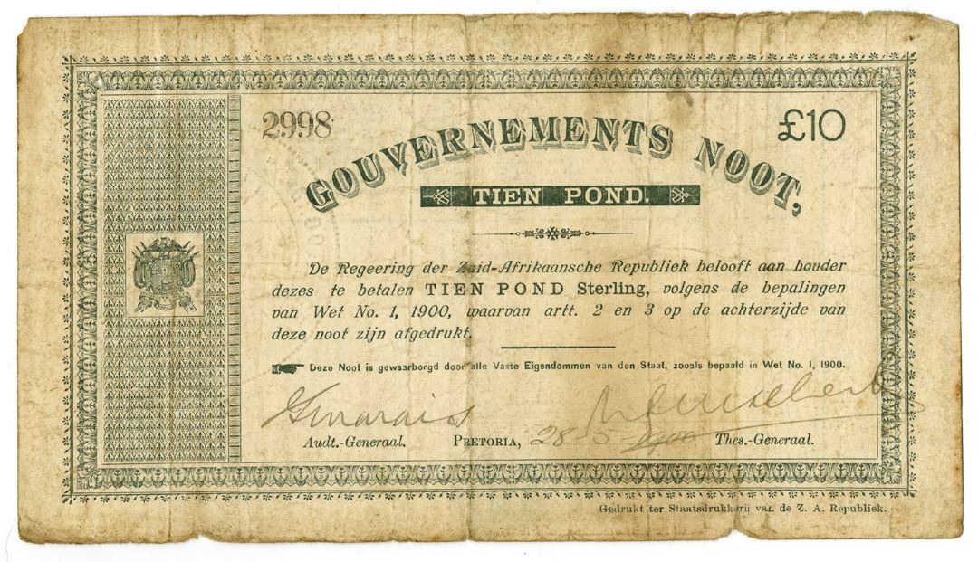 Notes 1900s South African Government Notes, 1900, Issued Banknote - Archives ...