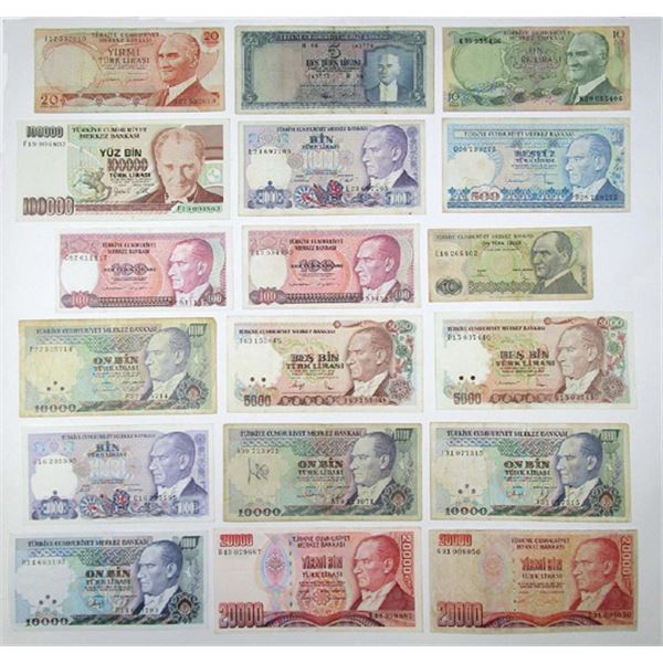 Turkey, Central Bank of Turkey, 1965-1991, Group of 21 Issued Banknotes