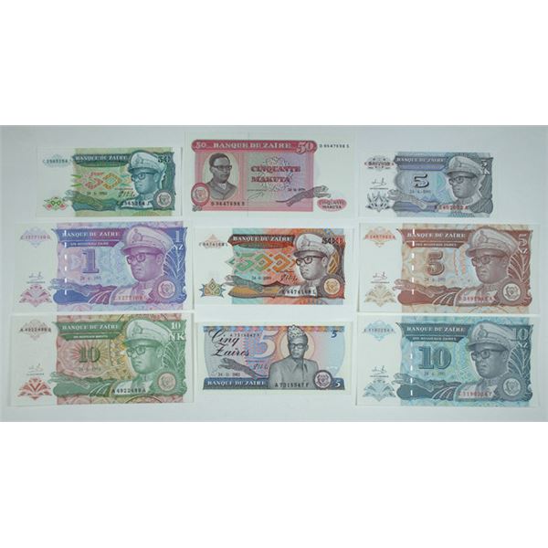 Zaire, Banque du Zaire, 1977-1995, Assortment of 20 Issued Banknotes