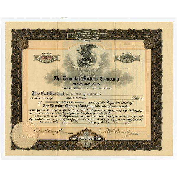 Templar Motors Co., 1920 I/U Stock