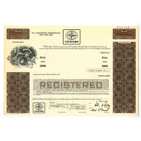 Citicorp, 1975 Specimen Bond