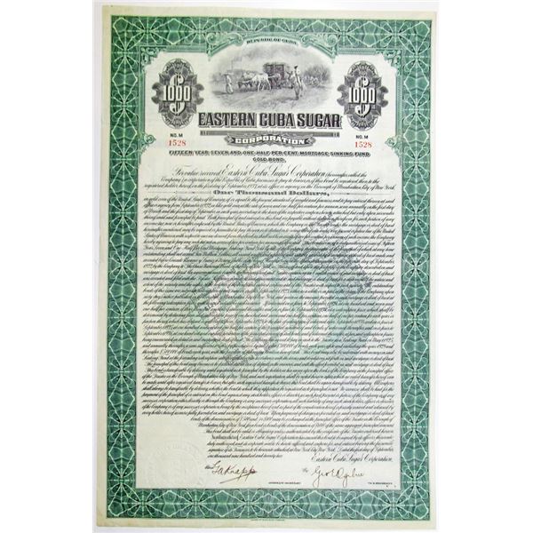 Eastern Cuba Sugar Corp. 1922 I/U Bond