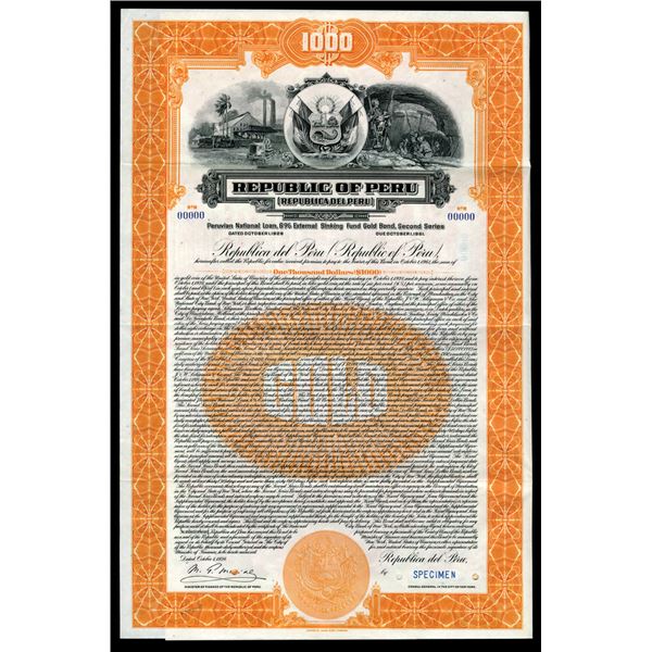 Republic of Peru, 1928 Specimen Bond