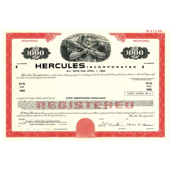 Hercules Inc. 1975 Specimen Bond