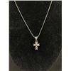 Image 2 : 925 Sterling Silver Cross w/ Clear White Stone Pendant w/ Chain