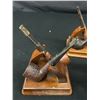 Image 2 : 7 Vintage Wooden Pipes w/ 2 Stands