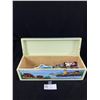 Image 1 : Vintage Hand painted Wood Box w/ Contents- Pocket Watches (Need Work) Foreign Coins, Red Rose Cards,